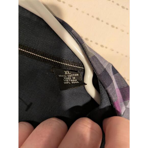 Alfani Modern Fit Plaid Button Down Shirt Purple Gray Checkered Mens XL - Picture 4 of 6